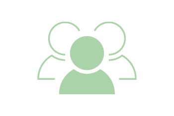 Symbol für unseren Vorstand, bestehend aus einer Einzelperson und zwei Silhouetten.